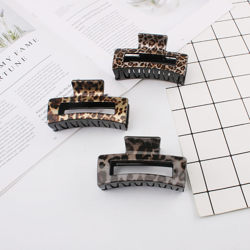 Women's Fashion Vintage Leopard Print Square Hair Clip