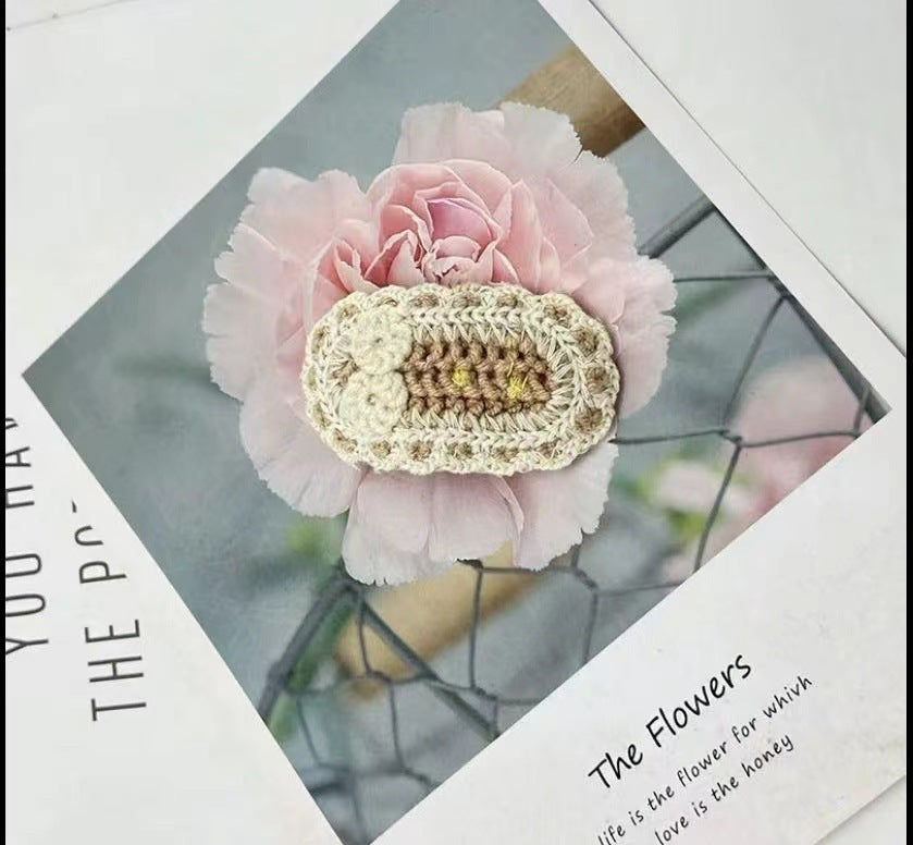 Versatile Knitted Yarn Sweet Flower Hair Clip