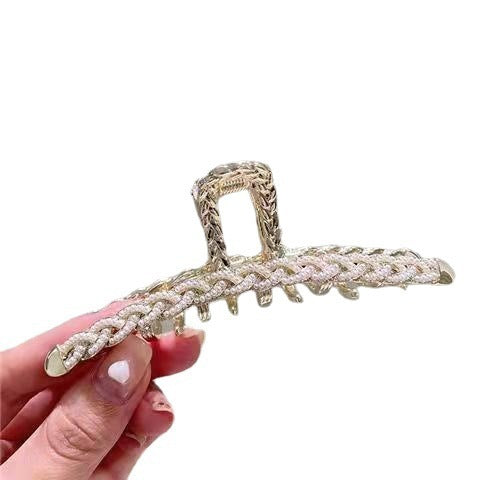 Temperament And Fully-jewelled Bear Large Grip Ponytail Hair Claw Girl Headdress Hairpin Shark Clip Korean Online Red Hair Ornament