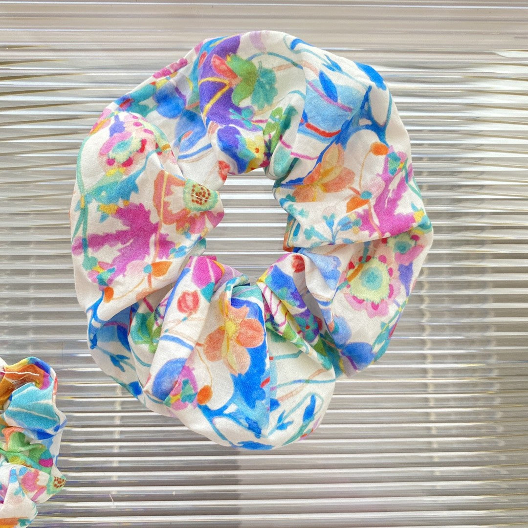 Women's Watercolor Floral Print Hair Ring