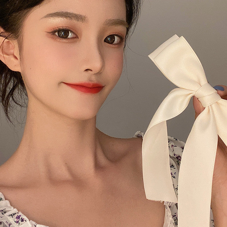 Women's Fashion Simple Solid Color Bow Hair Clip