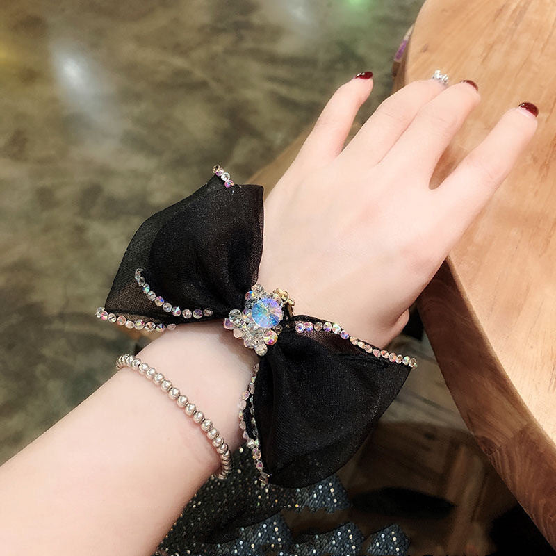 Small Bow Tie Diamond Hair Ring Ball Head