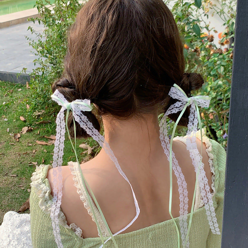 Sweetheart Pure Desire Lace Bow Barrettes Pairs Ponytail