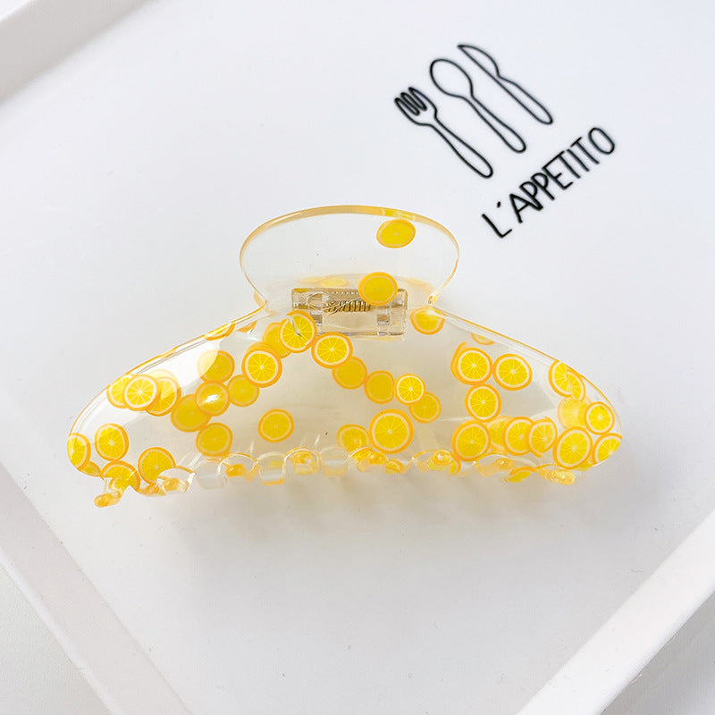 Women's Acrylic Fruit Pattern Geometric Shape Hair Clip
