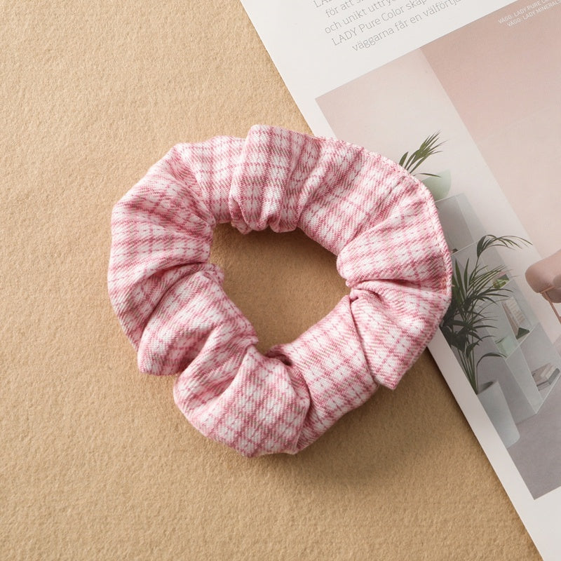 Best Plaid Print Large Intestine Ring Women's Hair Tie