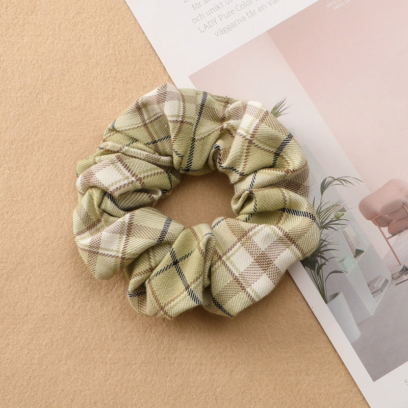 Best Plaid Print Large Intestine Ring Women's Hair Tie