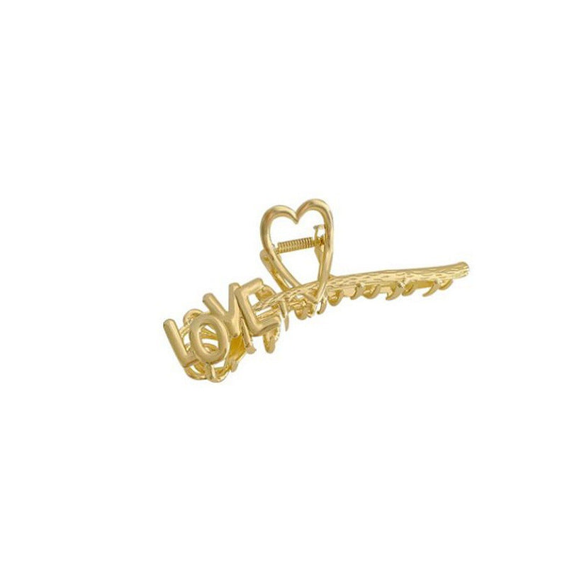 Large Metal Barrettes Gold Silver Love Rose Grip