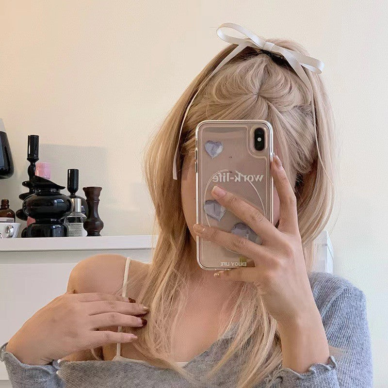 With Bowknot Barrettes Ribbon Double Ponytail