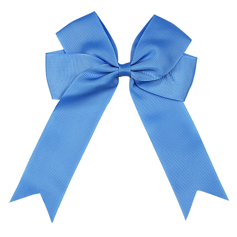 Handmade Long Floating Tail Solid Color Bow Children Barrettes