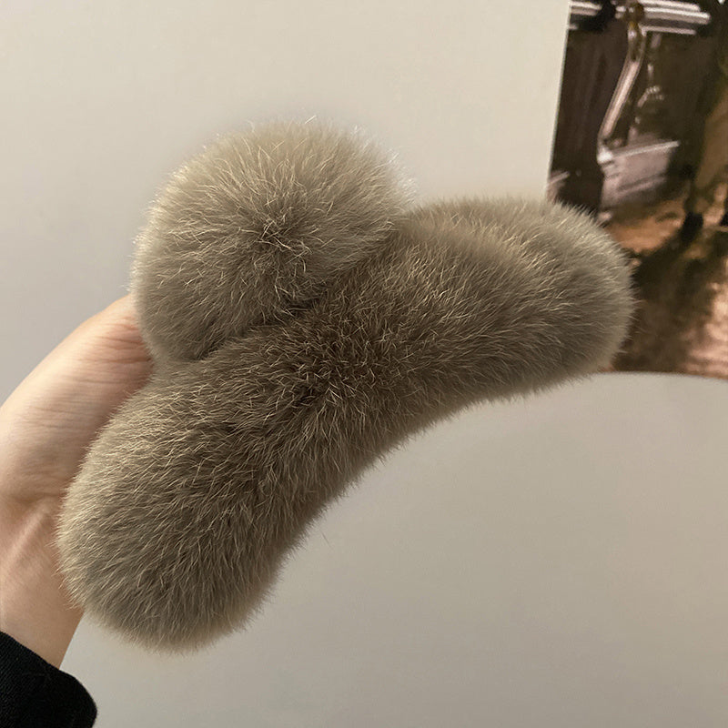 Oversized Rabbit Plush Grab Clip Senior Sense Light Luxury Hair Clip Female