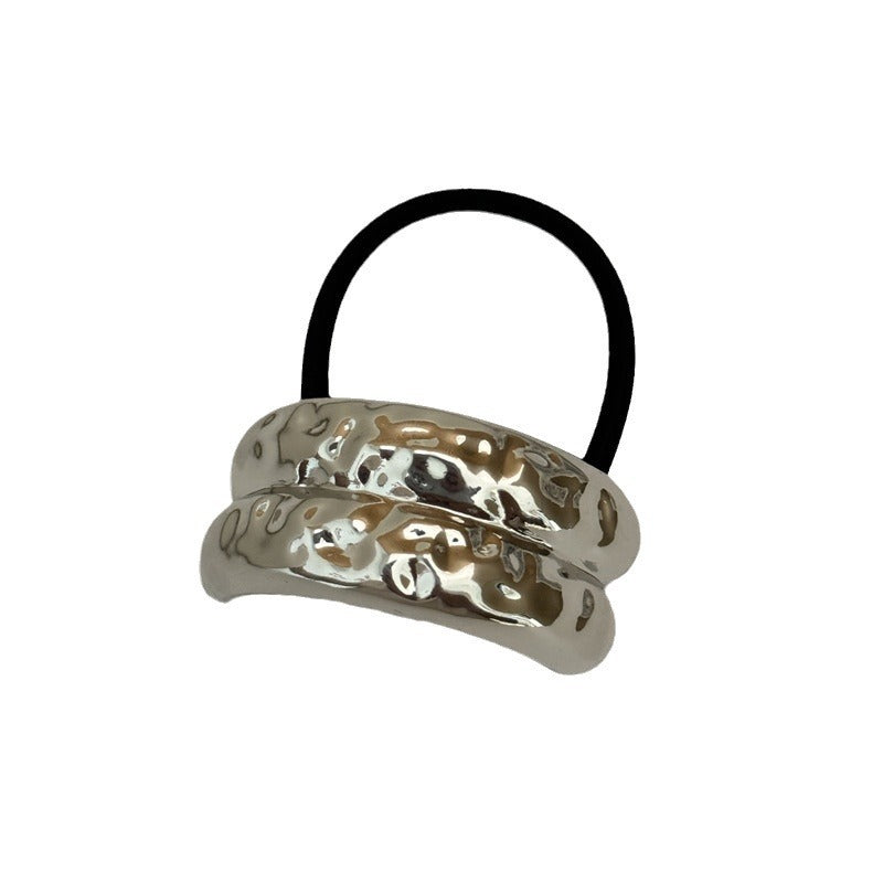 Special-interest Design Personality Alloy Concave-convex Elastic Hair Ring Versatile Cold Geometric Retro Temperament Headband