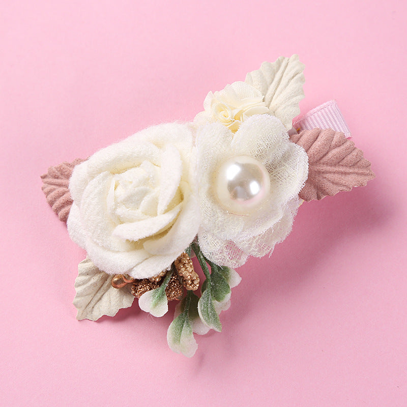 New Three-dimensional Flower Children's Pearl Hair Clip