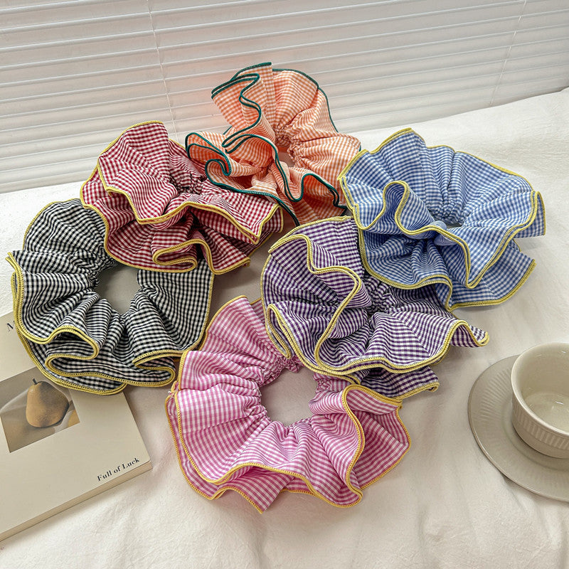 Women's Mori Style Floral Plaid Hair Ring Headdress
