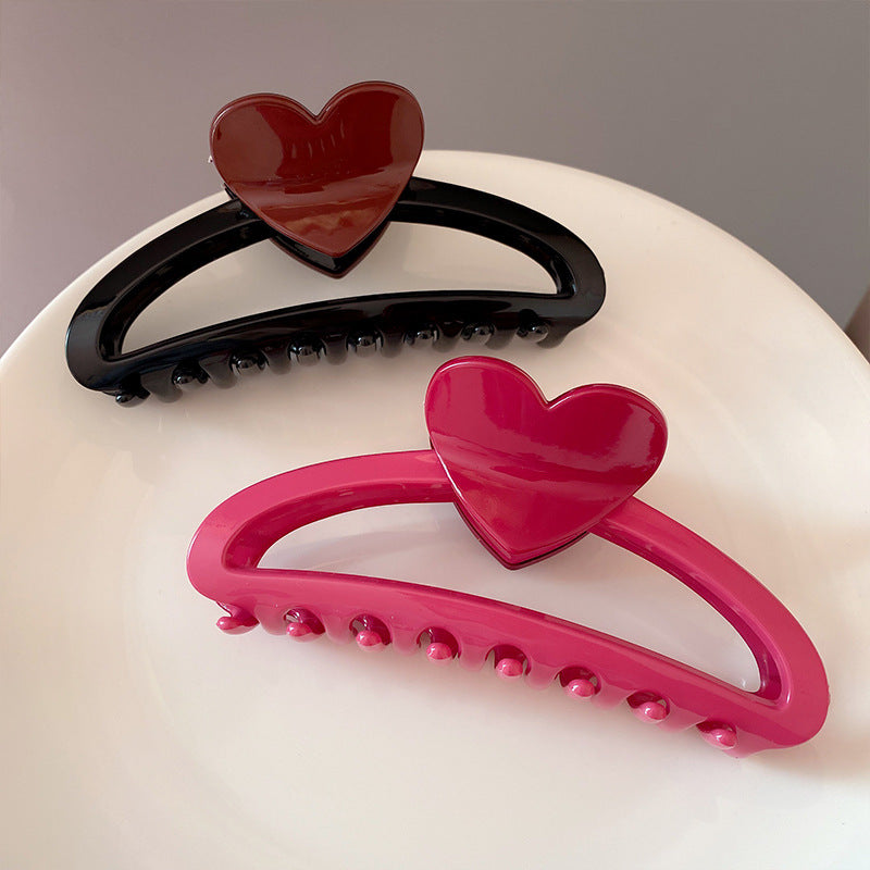 Large Love Heart-shaped Hairpin Semicircle Updo Claw Back Head Shark Clip Hair