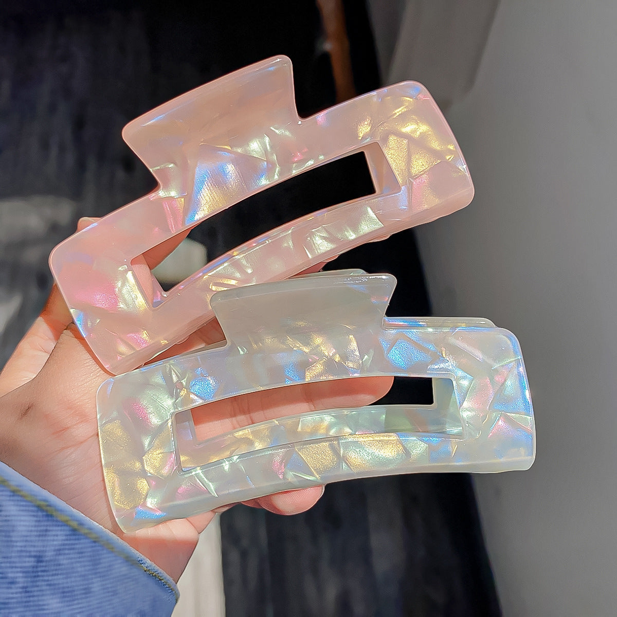 Large Acetate Hair Claw Female Back Head Barrettes