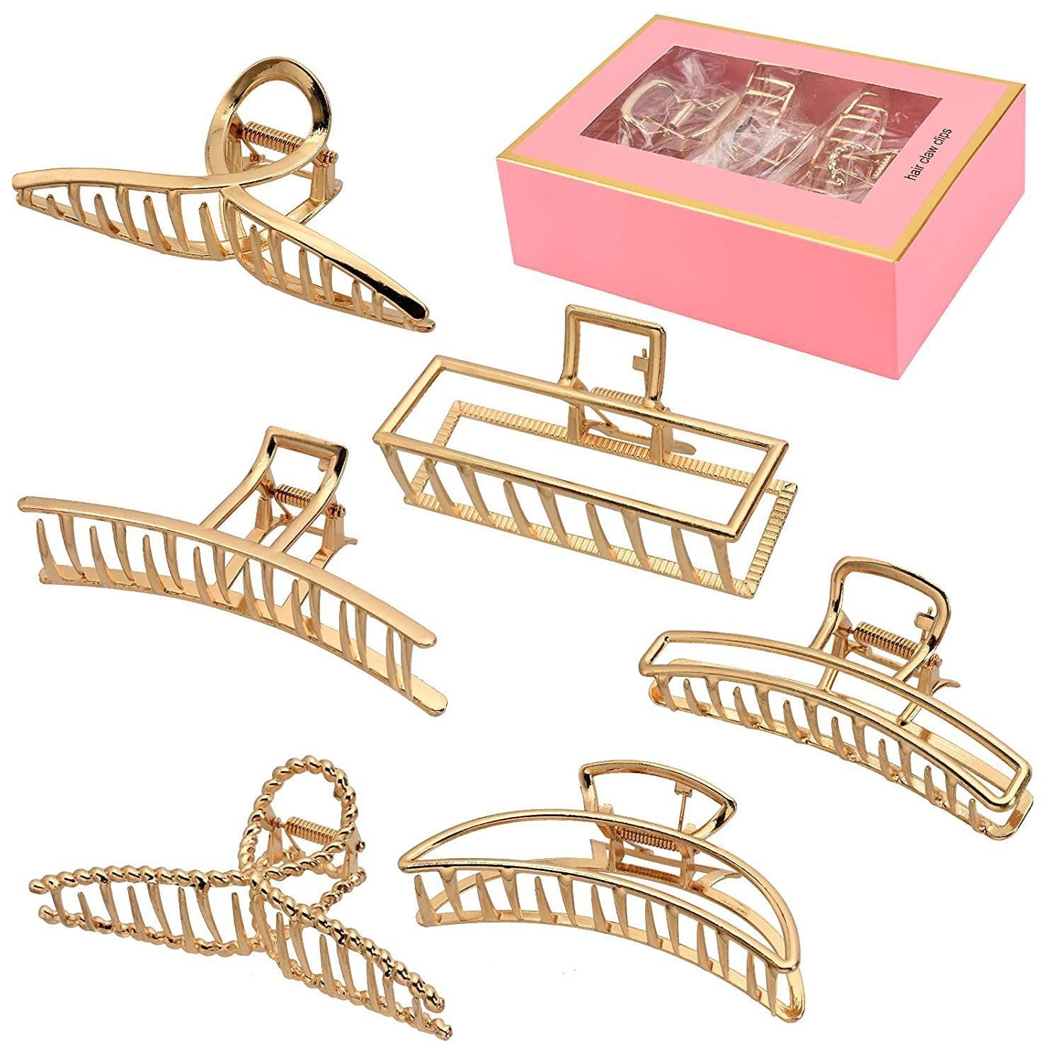 6-piece Gold Barrettes Alloy Women's Back Head Hair Clip