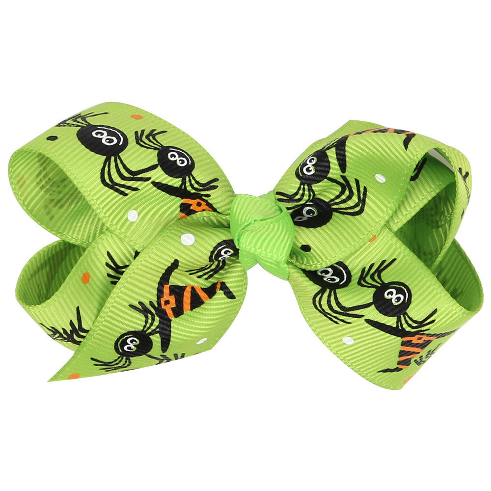 Children's Fashion Halloween Cartoon Print Bow Barrettes