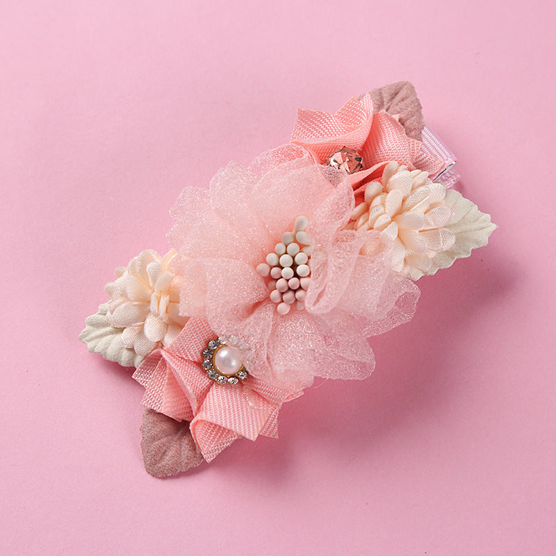 New Three-dimensional Flower Children's Pearl Hair Clip