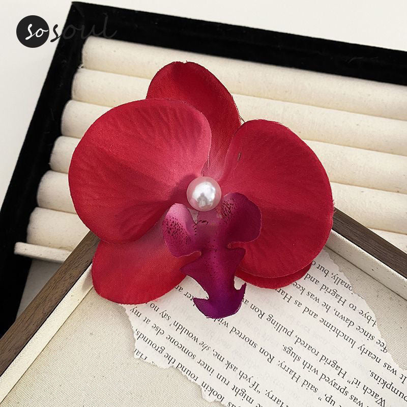 Korean Sweet Romantic Purple Phalaenopsis Flower Hairpin For Women Girls Trendy Hair Clip Claw 2024 New Barrettes Charm Headwear