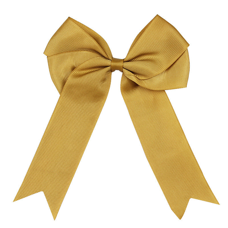 Handmade Long Floating Tail Solid Color Bow Children Barrettes