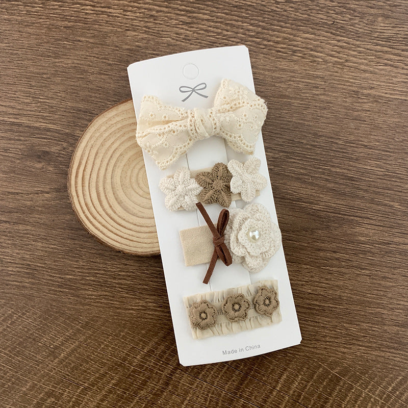 Fabric Lace Barrettes 4 Pack Baby Flower Headwear