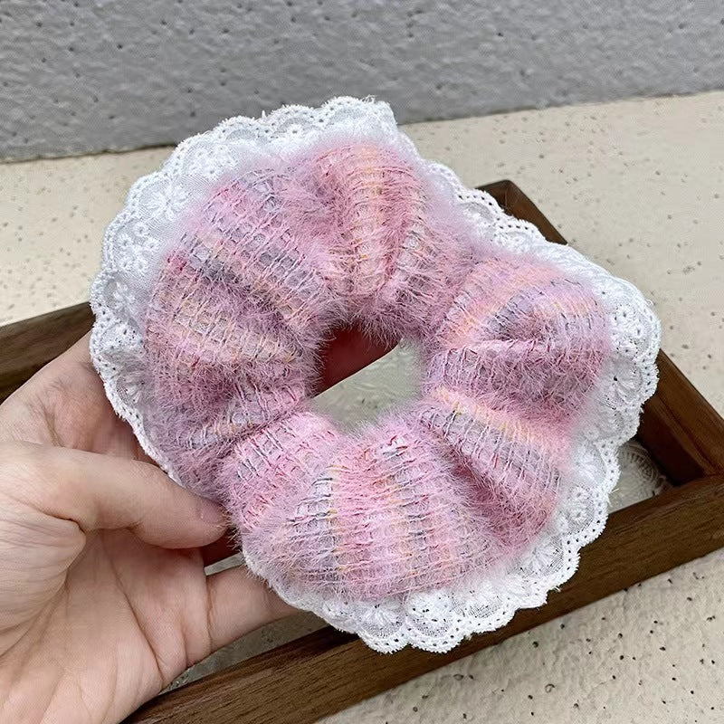 Plush Hair Ring Large Intestine Ring Candy Color Hair Rope