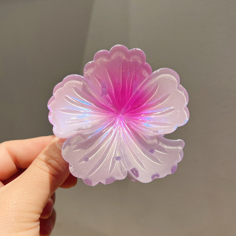 Gradient Color Curly Heart Flower Barrettes Large Headdress