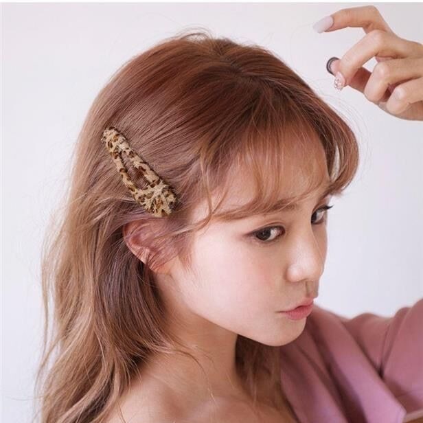 Leopard Print Plush BB Clip Side Cropped Hair Clip Versatile