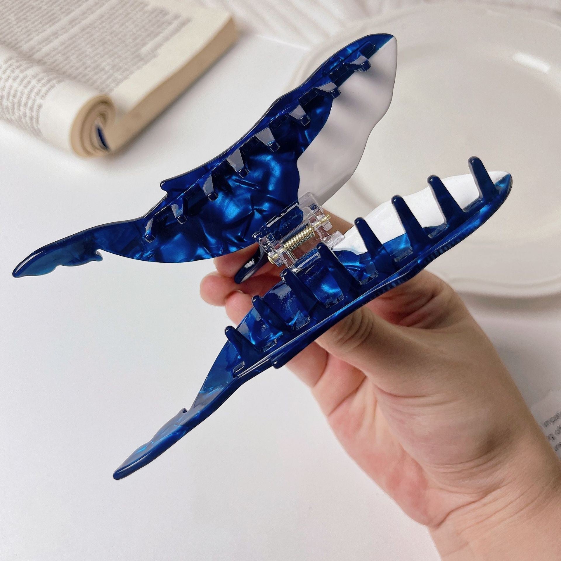 Shark Personality Acetate Blue Whale Hair Clip