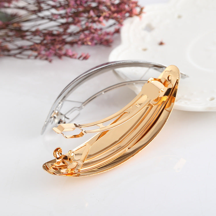 Fashion Women's Large Glossy Metal Barrettes Simple Fashion