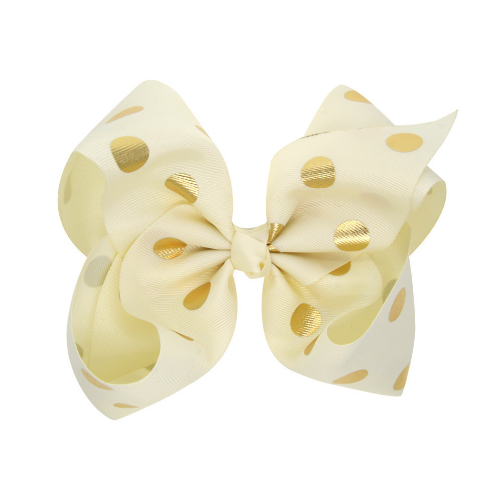 8 Inch Large Bronzing Dot Bow Hair Clip