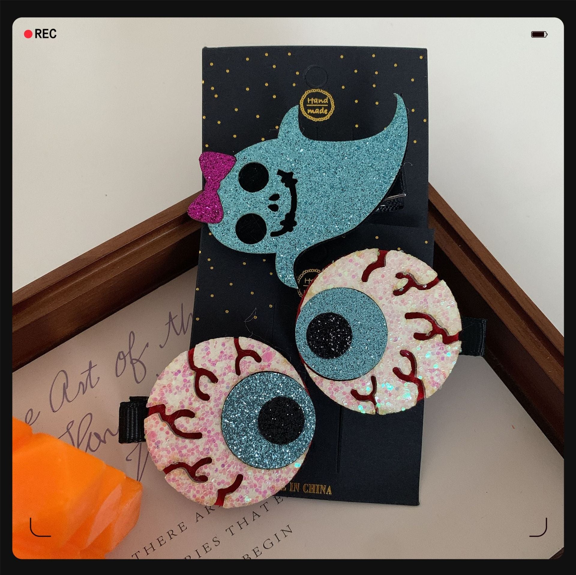 Children's Pumpkin Skull Barrettes Halloween Bat Barrettes