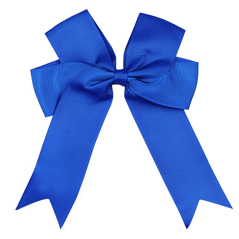 Handmade Long Floating Tail Solid Color Bow Children Barrettes
