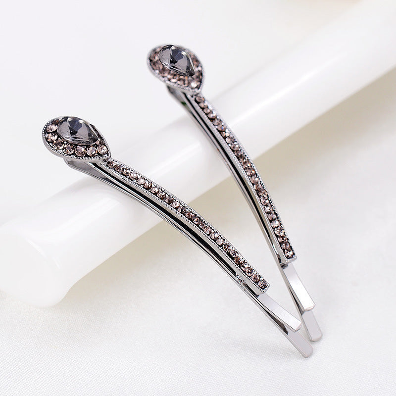 Water Drop Diamond Hair Accessories Simple Temperament Pure Color Barrettes