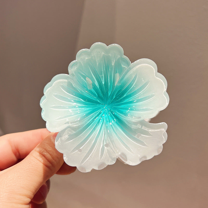 Gradient Color Curly Heart Flower Barrettes Large Headdress