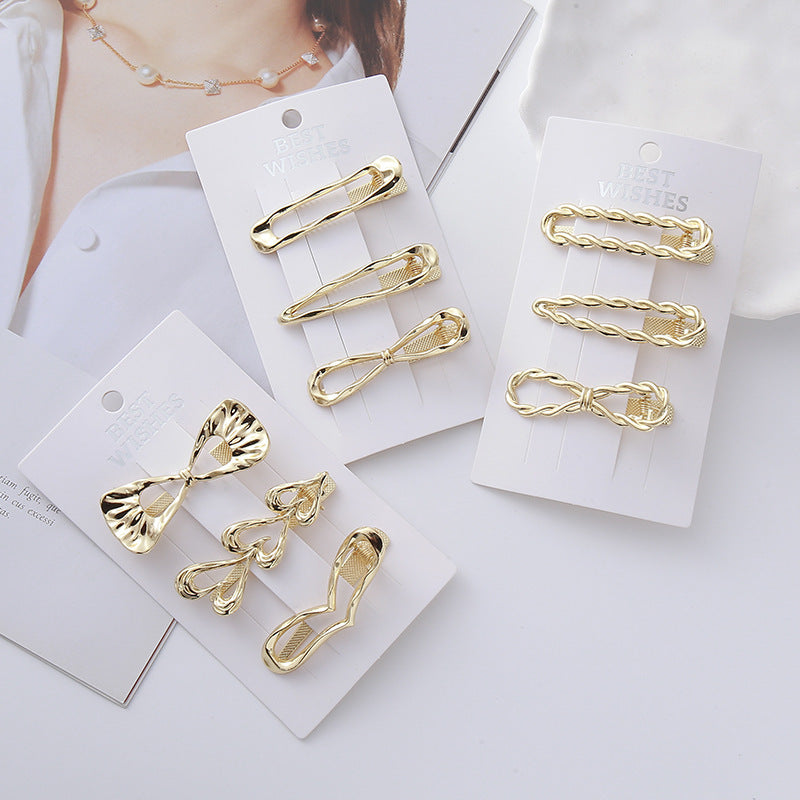 Cold Wind Metal Barrettes Silver Shaped Wave