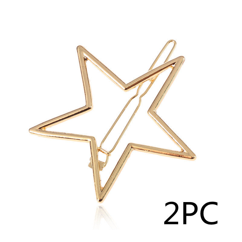 Women's Fashion Glossy Hollow Five-pointed Star Alloy Hair Clip