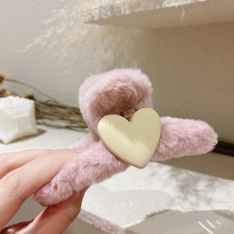 Autumn And Winter Women's Love Plush Hair Clip