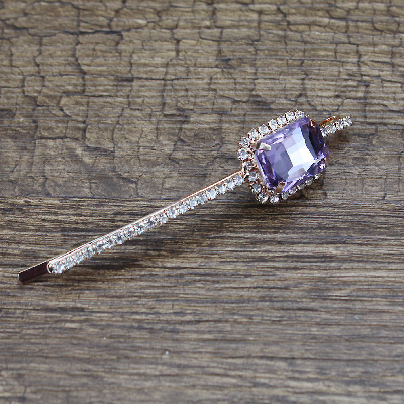 Square Rhinestone Bobby Pin Hair Clip Personality Side Clip Headdress