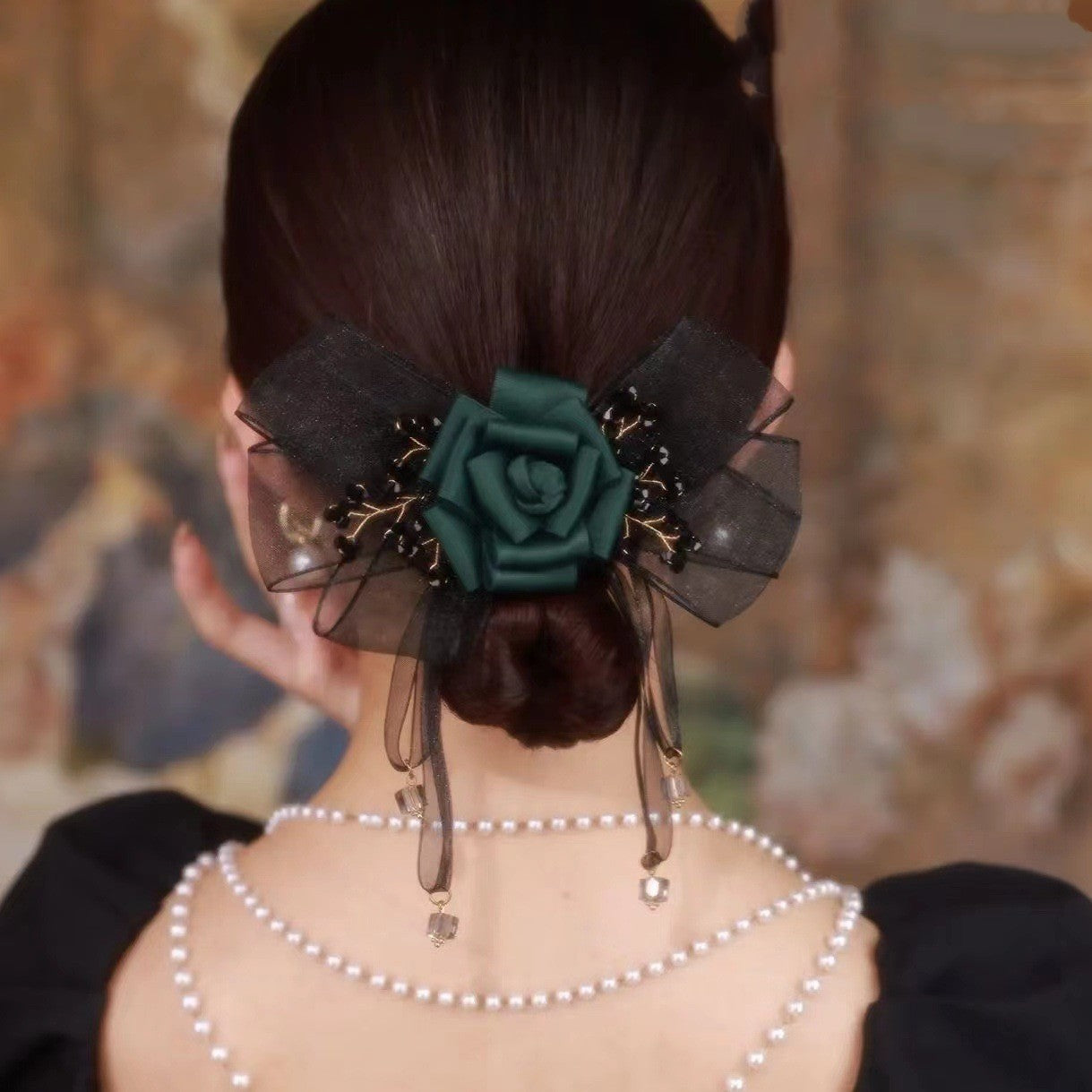 Best Gauze Ribbon Crystal Clip Hair Accessories
