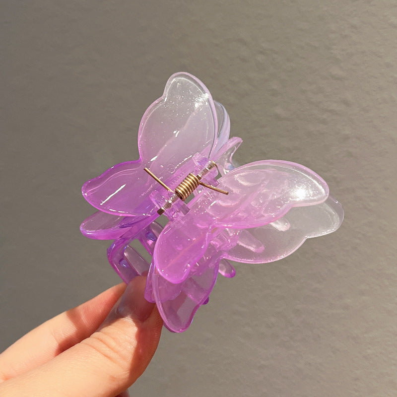 Gradient Color Double Butterfly Frosted Hair Clip