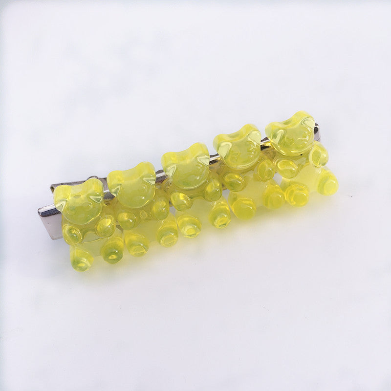 Candy Color Hair Clip Jelly Gummy Bear Hairpin Contrast Color Duckbill Clip Women