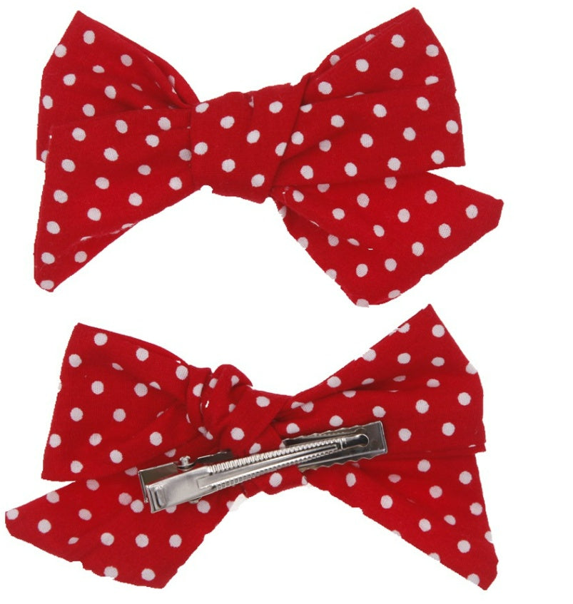 Baby Children's Cloth Soft Nylon Bow Barrettes Two-piece Set