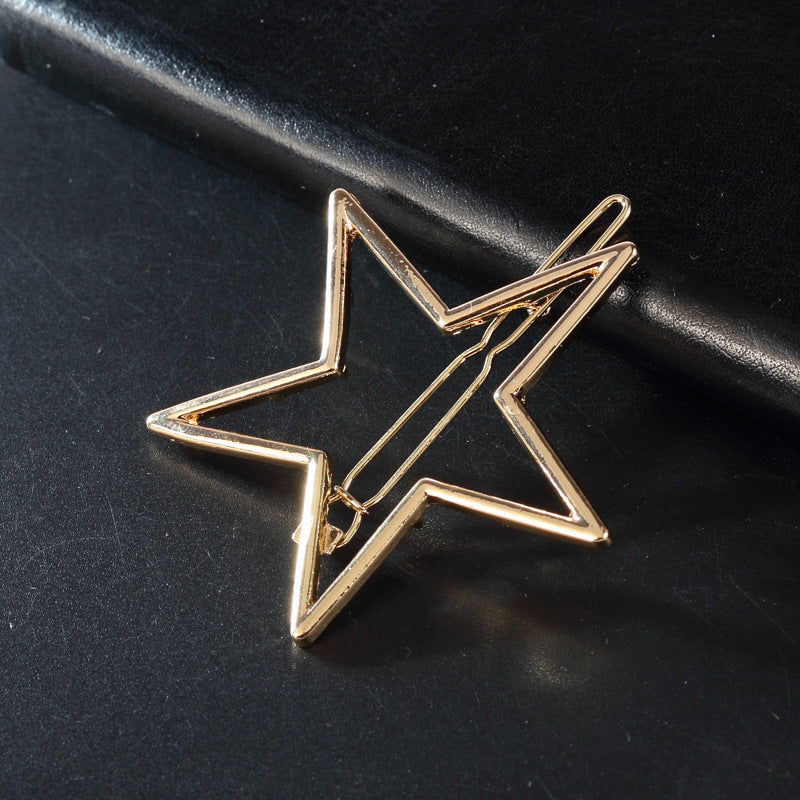 Women's Fashion Glossy Hollow Five-pointed Star Alloy Hair Clip