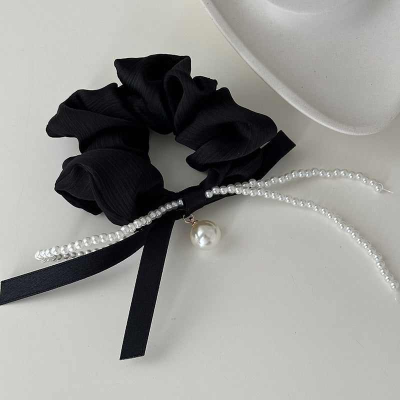 Pearl Bow Pleated High-grade French Style Temperament Lady Hair Ring