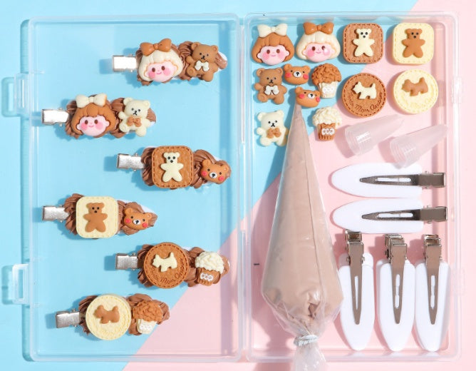 DIY Cream Gel Hair Clip Hairpin Side Clip Material Pack