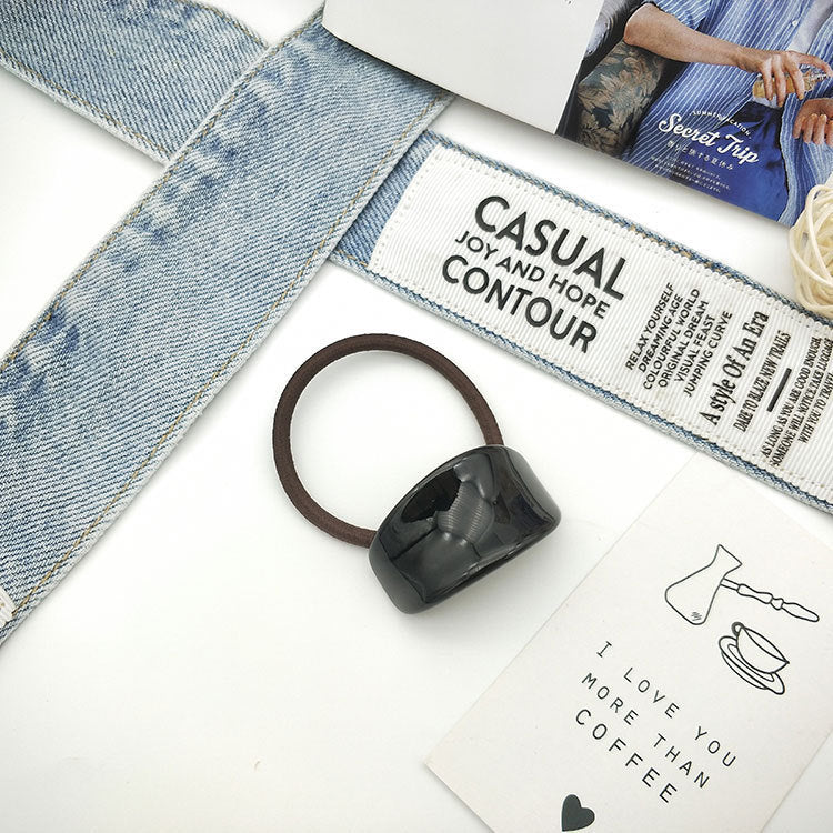 South Korea Fall And Winter Creative Niche Alloy Geometric Semi-arc Resin Hair Ring