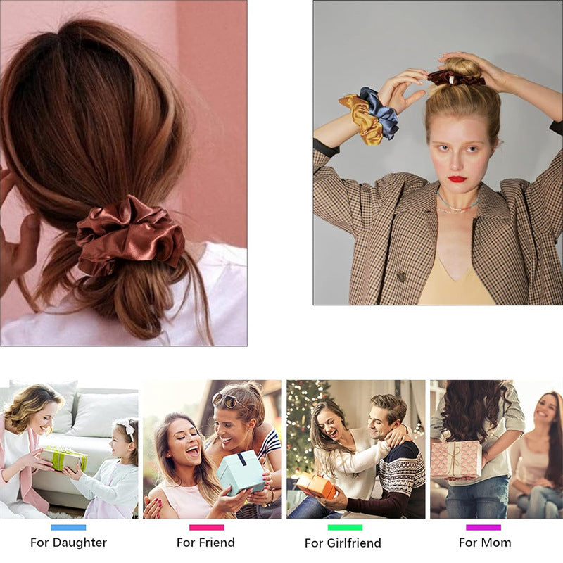 Pure Satin Fabric Large Intestine Hair Ring Women's Simple Rubber Band Hair Accessories