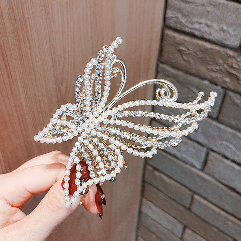 Temperament And Fully-jewelled Bear Large Grip Ponytail Hair Claw Girl Headdress Hairpin Shark Clip Korean Online Red Hair Ornament