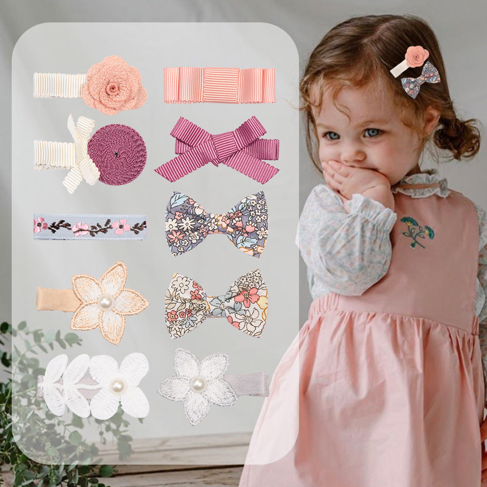 Japanese And Korean Girls Flower Bow Tie Children Korean Style Lace Pearl Barrettes Suit